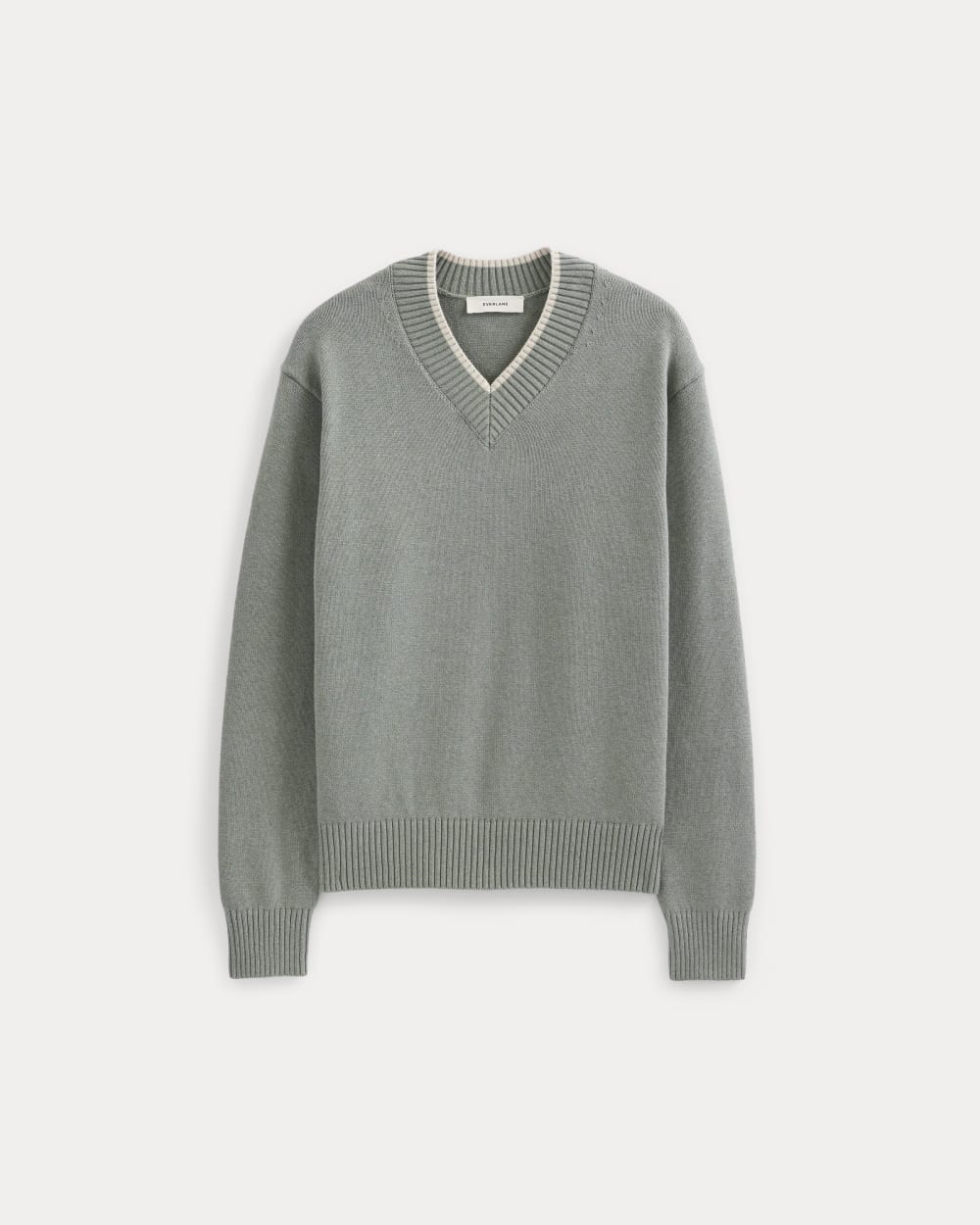 Relaxed V-Neck Sweater in Everyday Cotton | Heathered Lilypad
