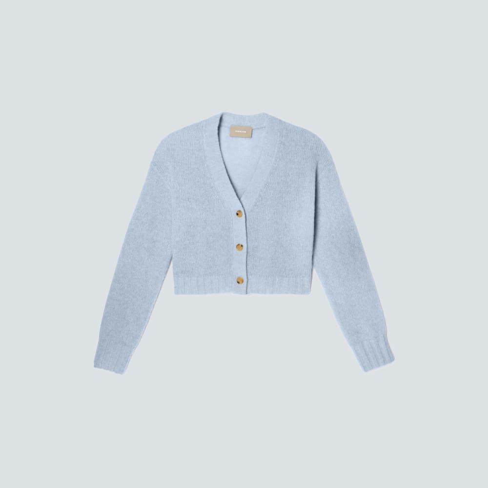 The Alpaca V-Neck Cropped Cardigan | Mist