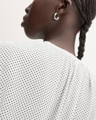 The Washable Clean Silk Shirred Blouse | Bone / Black Polka Dot