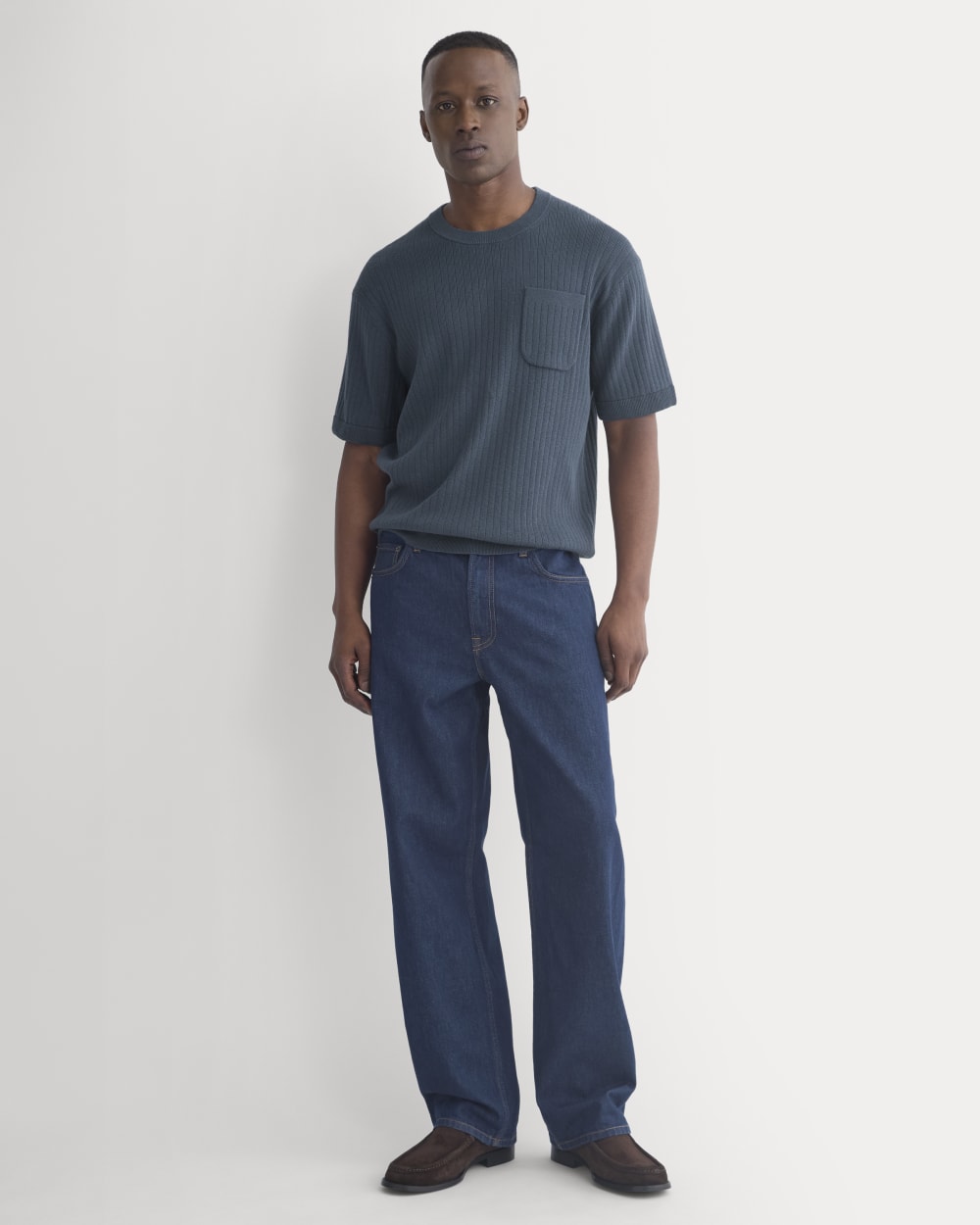 Textured Knit Tee | Midnight Navy