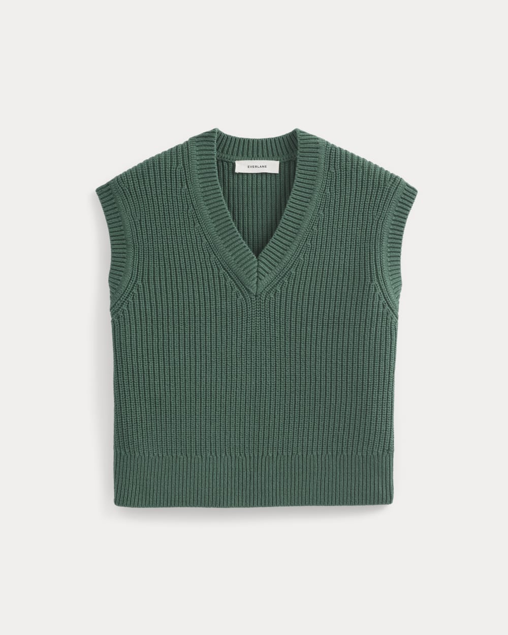 Ribbed V-Neck Vest in Everyday Cotton | Hunter Green