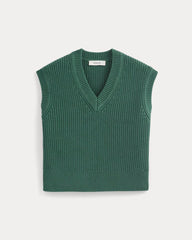 Ribbed V-Neck Vest in Everyday Cotton | Hunter Green