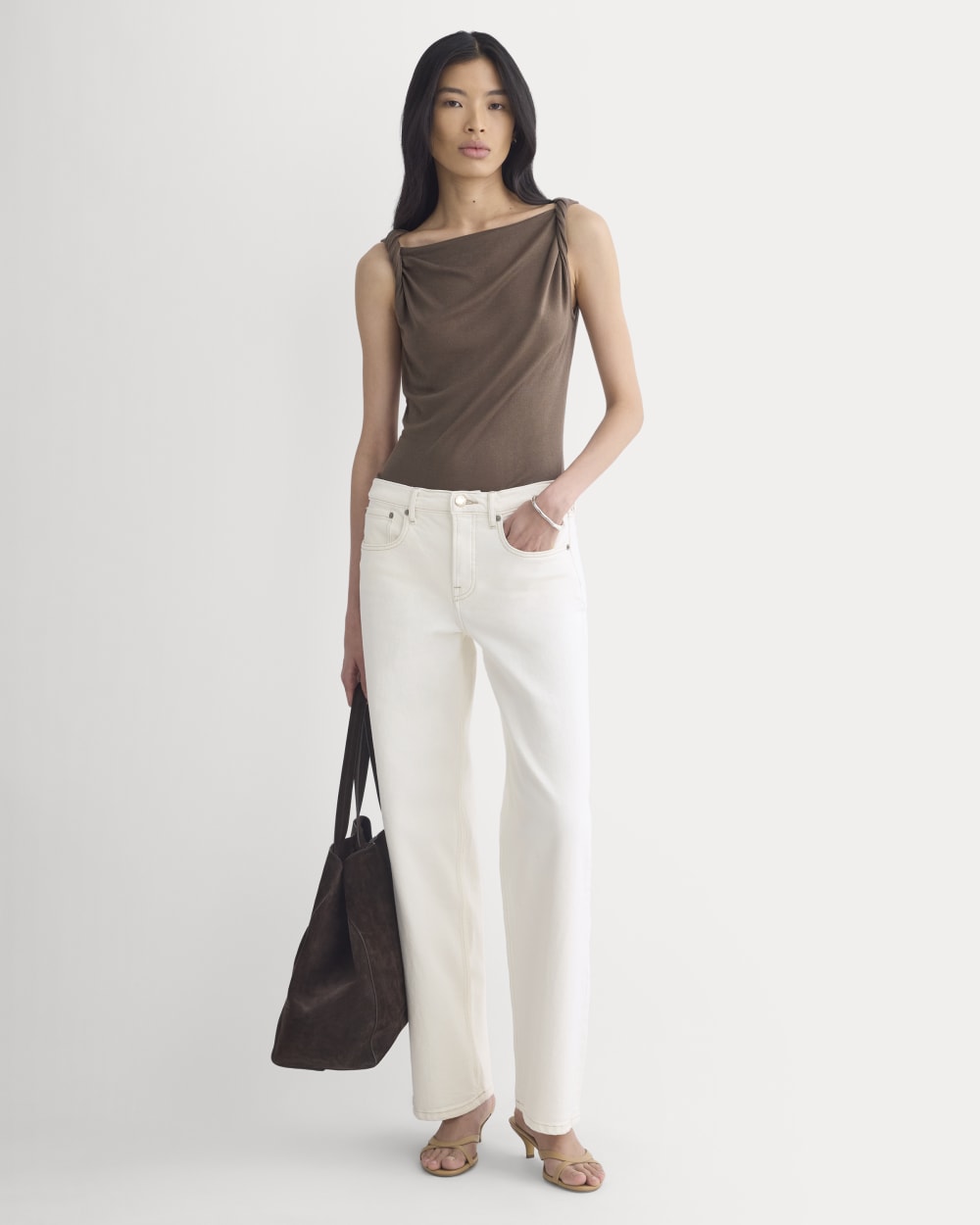 Cowl Neck Twist Tank in Butterluxe | Deep Taupe
