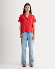 The Notch Shirt in Linen | Classic Red