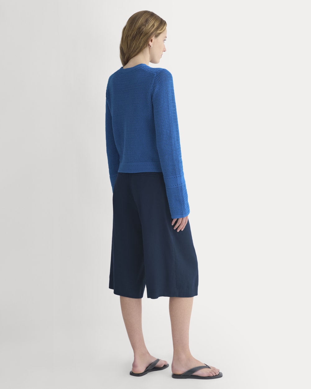Open Knit Long-Sleeve Crew in Everyday Cotton | Imperial Blue