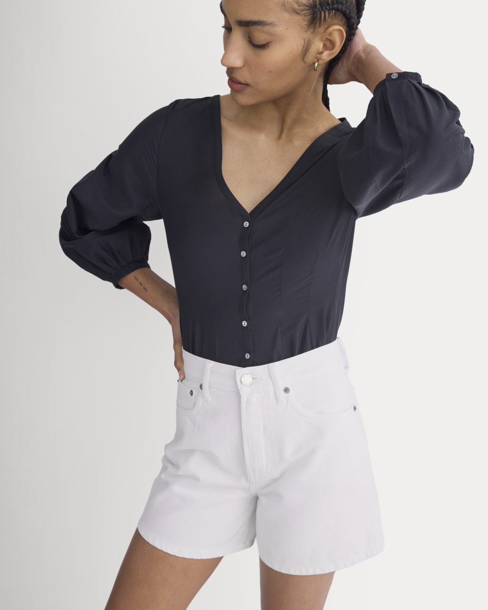 Way-High® A-Line Denim Short | Bright White