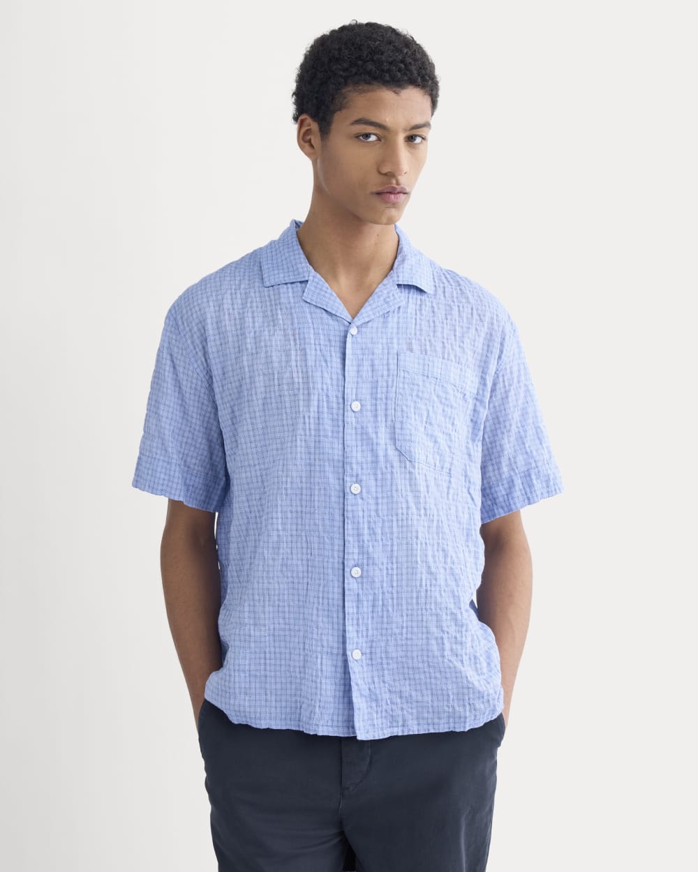 Textured Voile Resort Shirt | Open Air Plaid