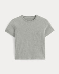 The Box-Cut Tee in Essential Cotton |  Heathered Grey | Pocket