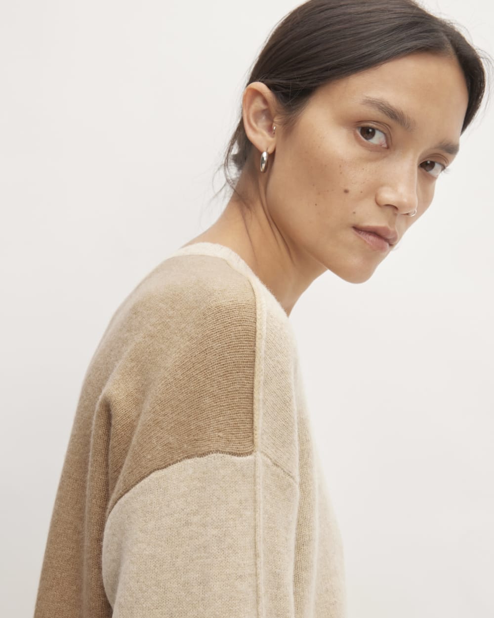 The Good Merino Wool Crewneck Sweater | Light Camel / Dark Oat