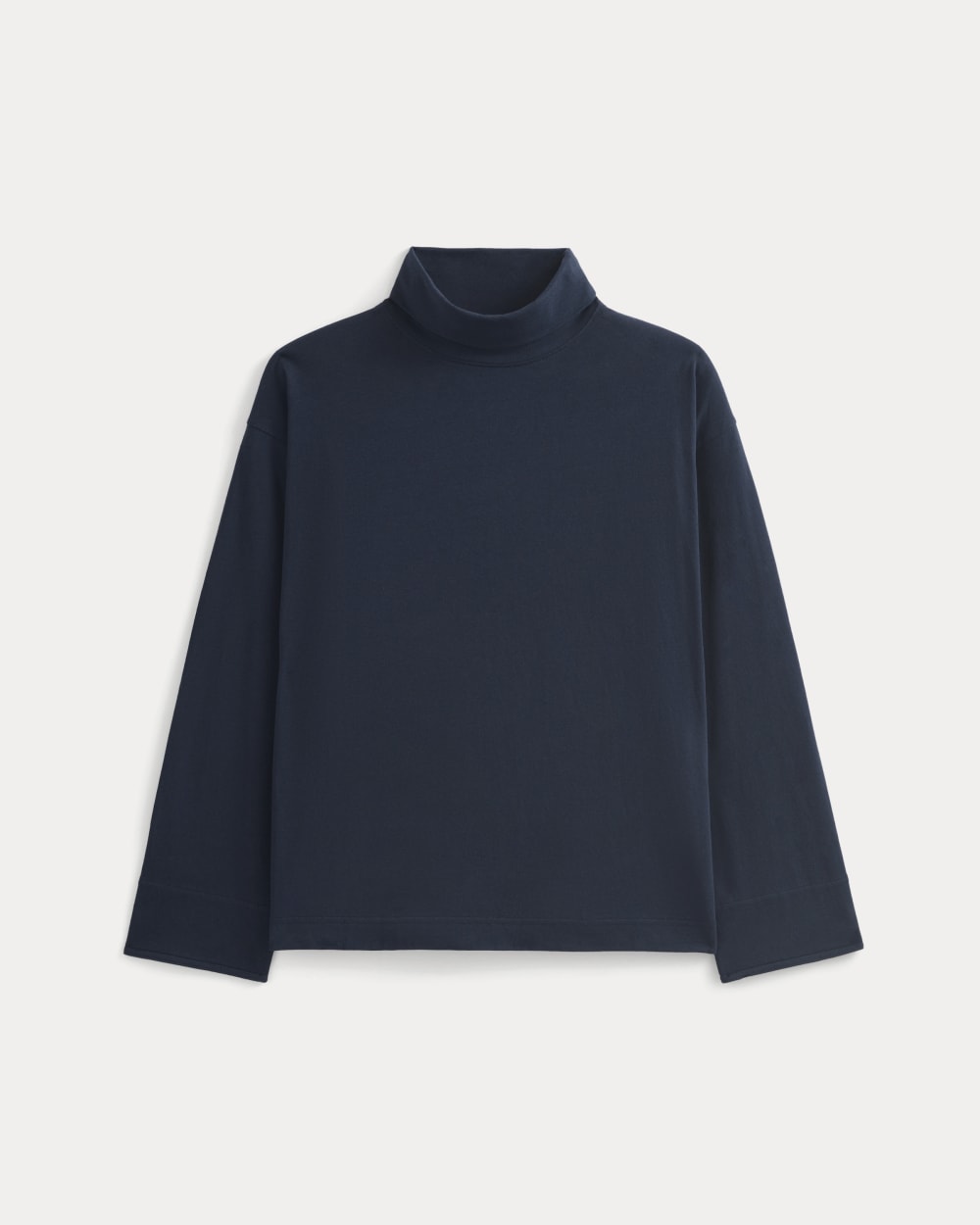 Slouchy Turtleneck In Essential Cotton | Deep Navy