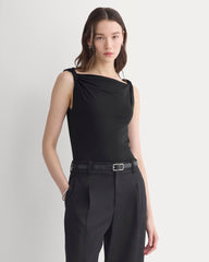 Cowl Neck Twist Tank in Butterluxe | Black