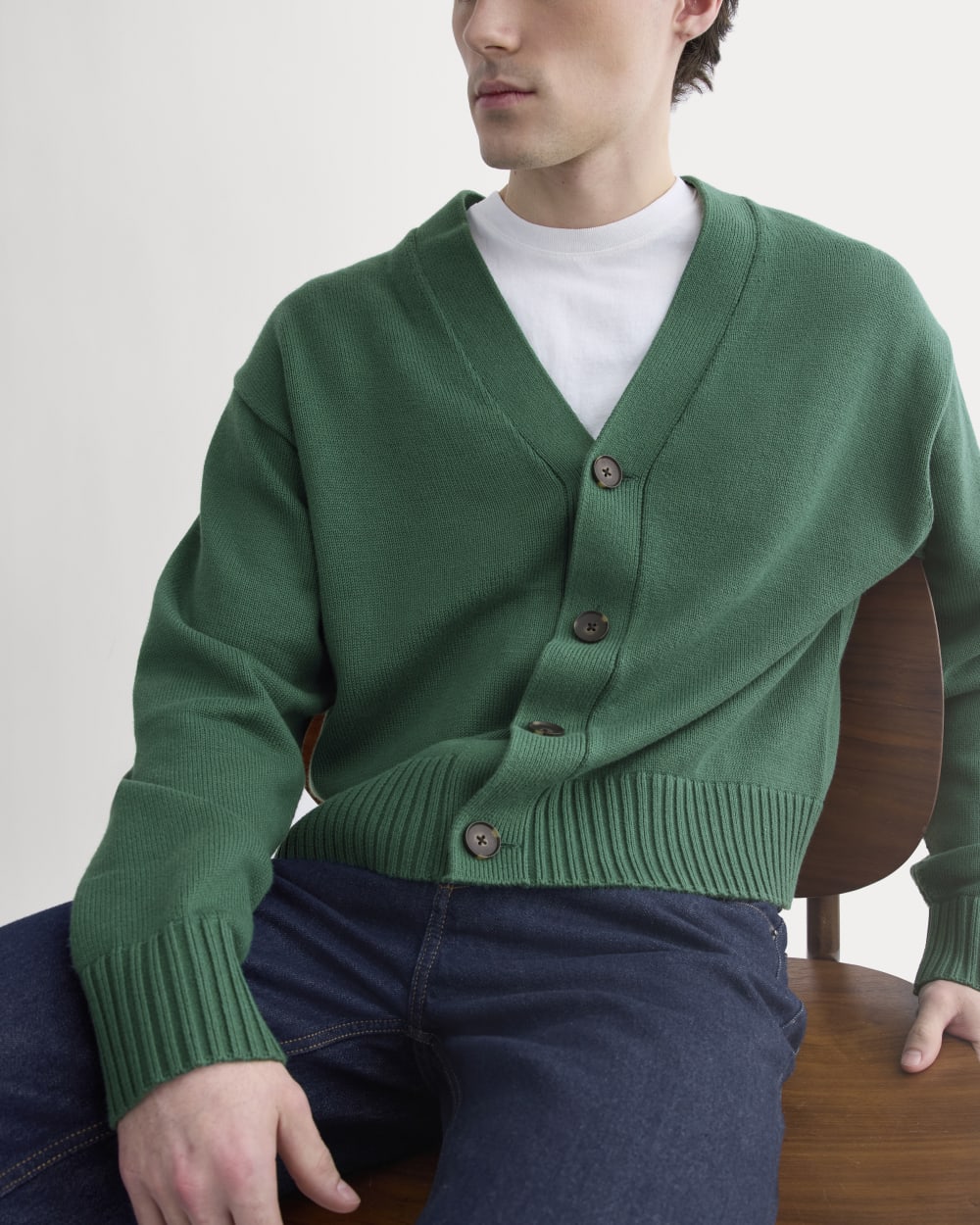Cropped Cardigan in Everyday Cotton | Hunter Green