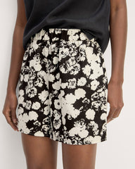 The Linen Easy Short | Black / Bone Floral