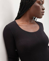 The Ribbed Scoopneck Dress | Black