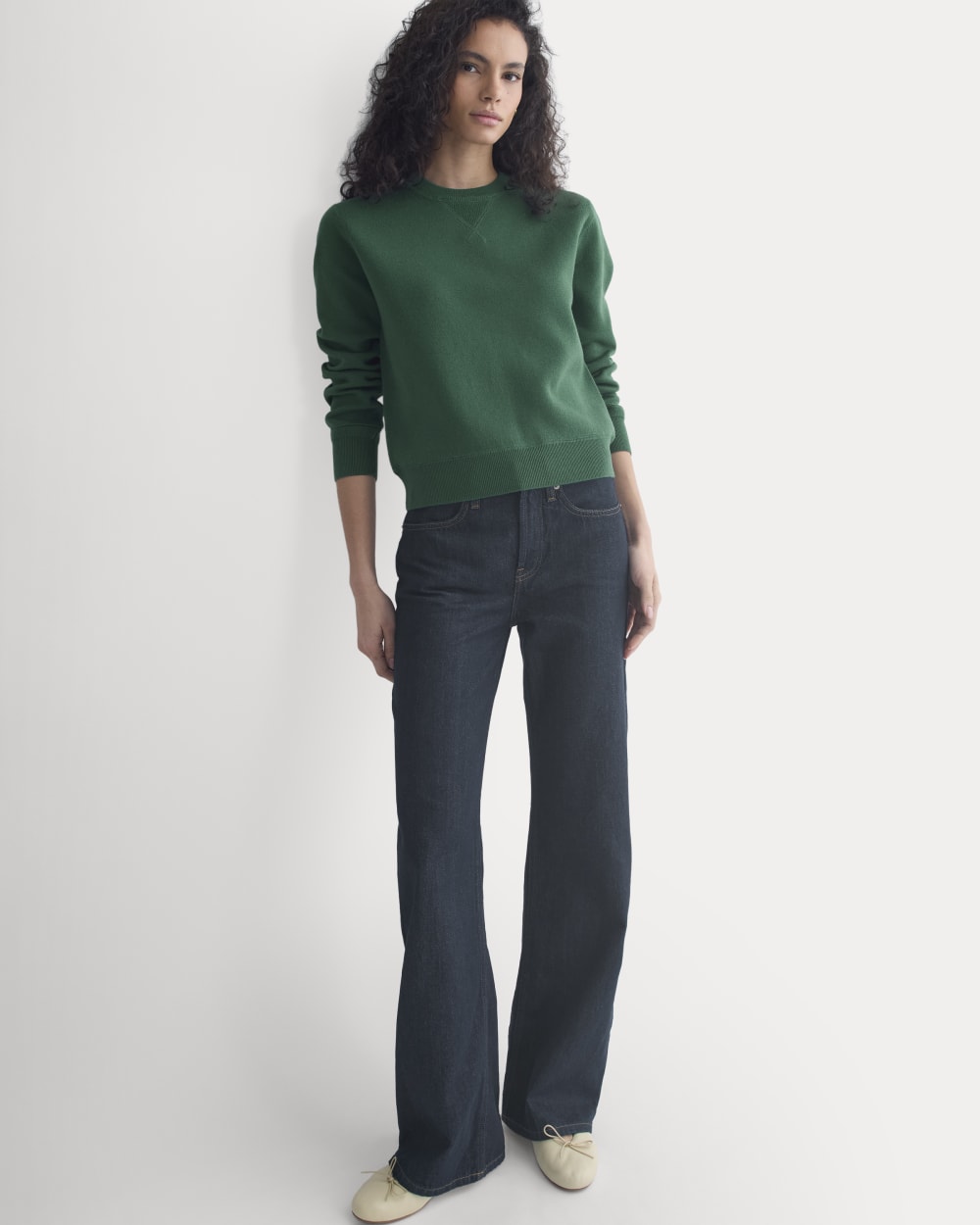 Double Knit Crew in Cotton Merino | Hunter Green