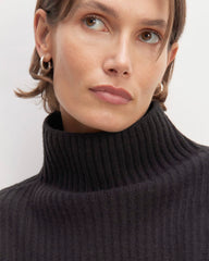 The Felted Merino Funnel-Neck Pullover | Black