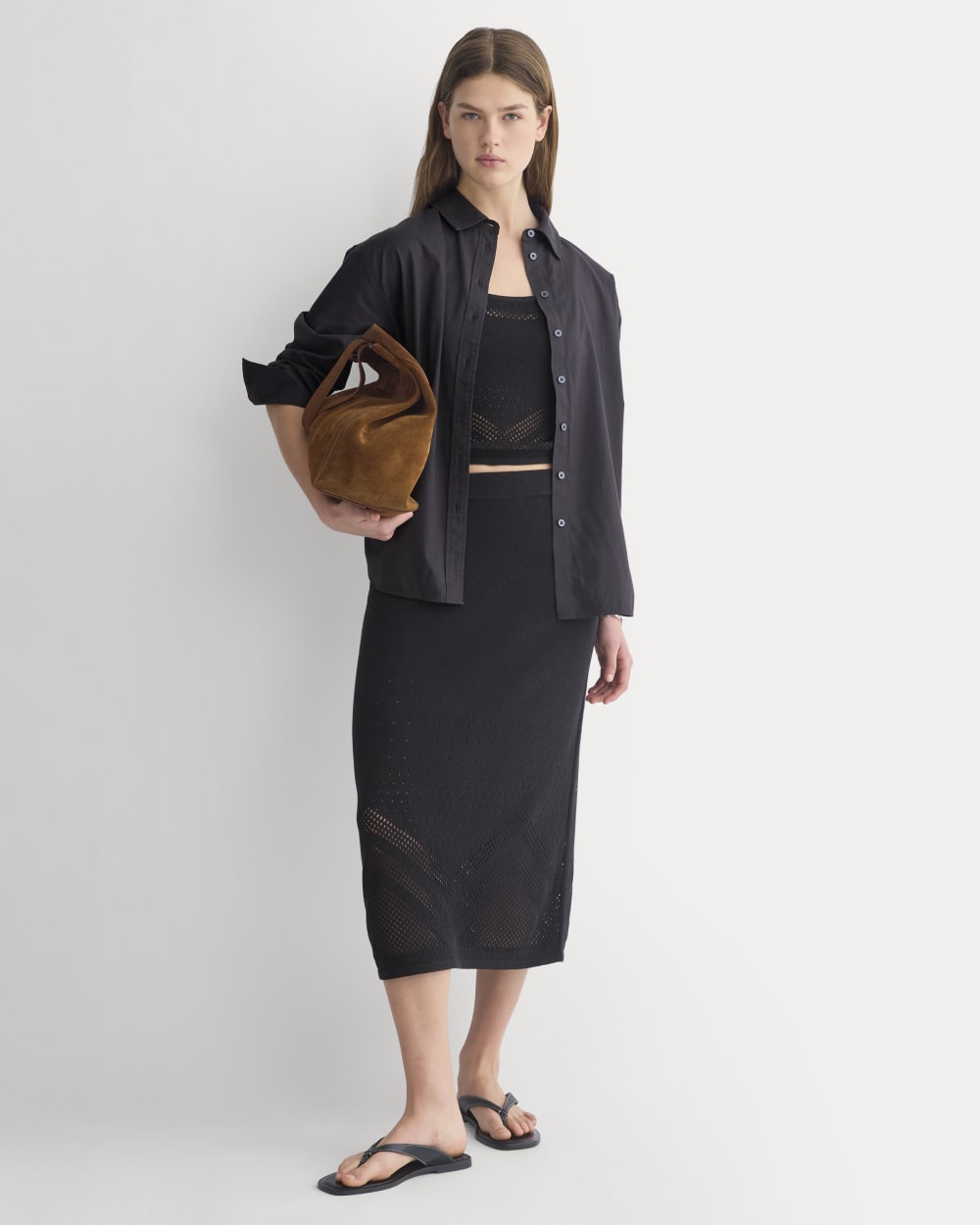 Lace-Knit Maxi Skirt | Black