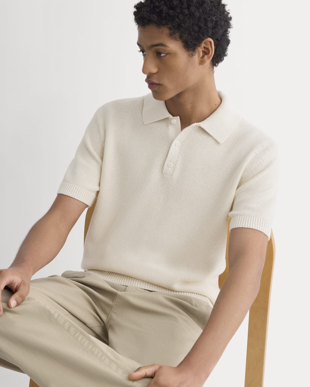 Seed Stitch Polo | Birch
