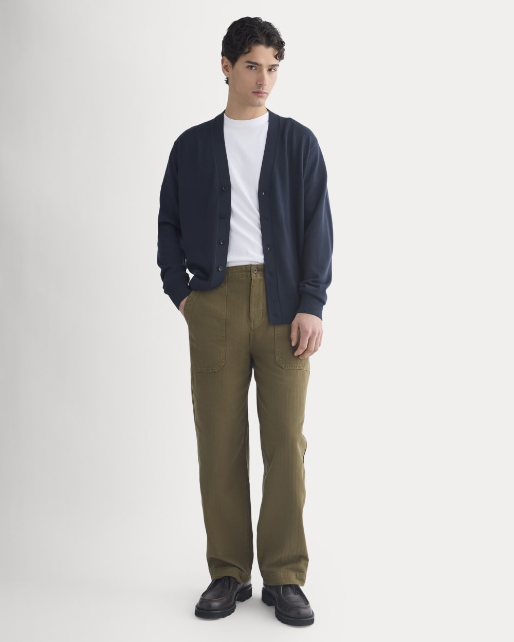 Relaxed Herringbone Fatigue Pants | Beech