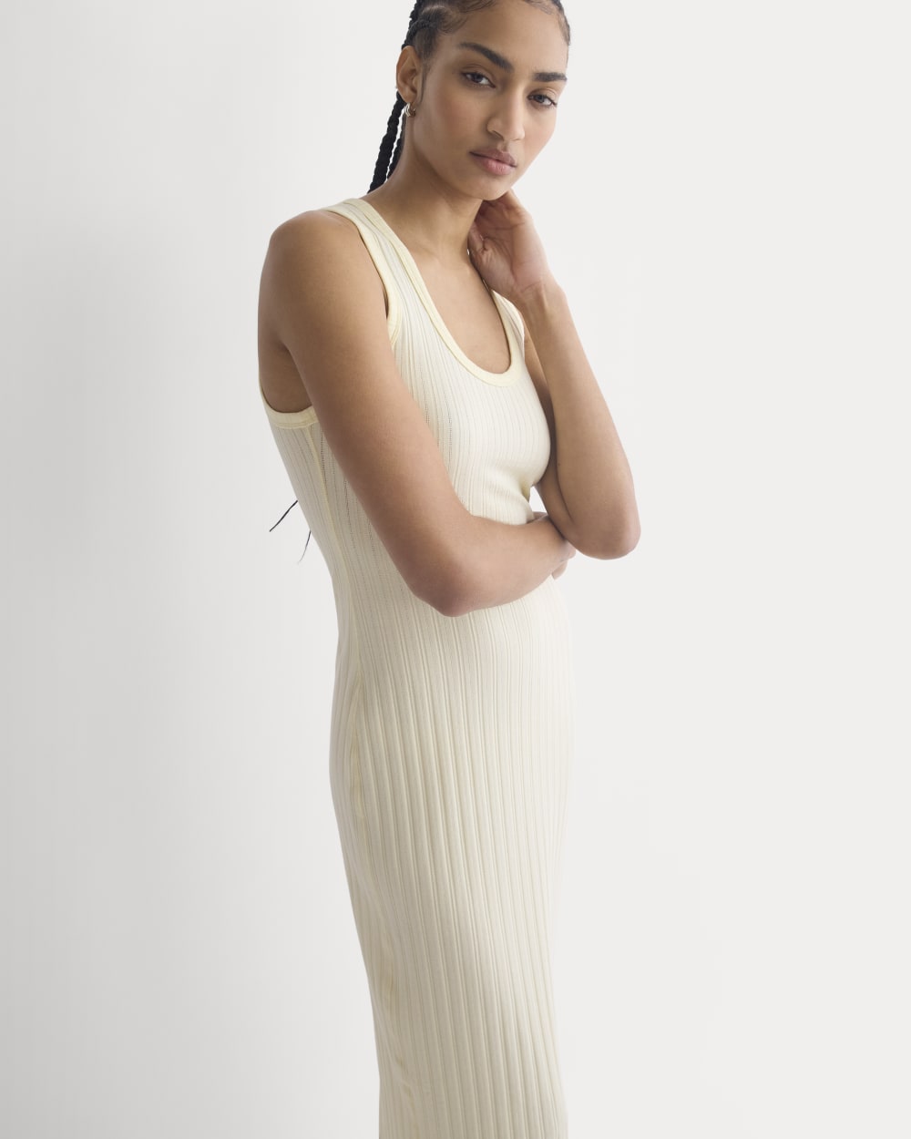 Scoop-Neck Midi Dress in Pointelle Knit | Lemon Icing