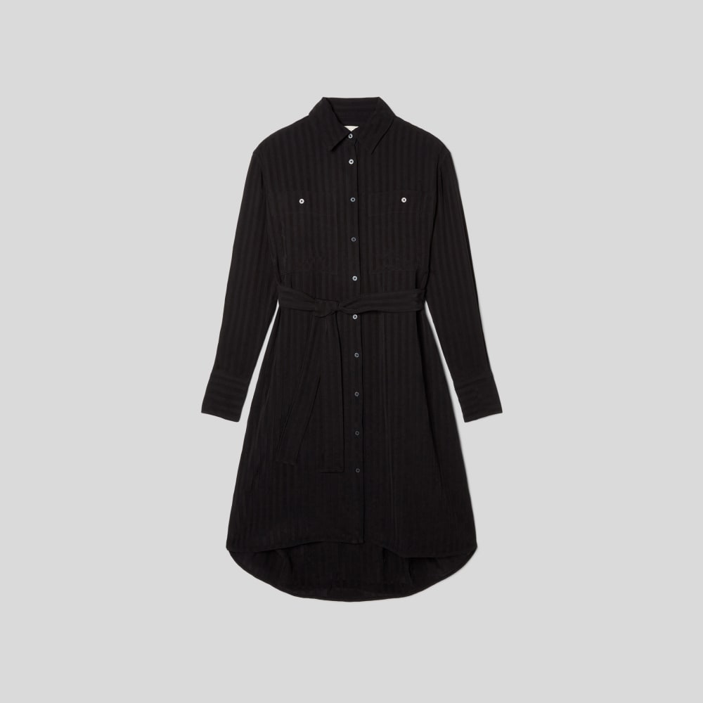 The City Stripe Draped Shirt Dress | Black