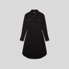The City Stripe Draped Shirt Dress | Black