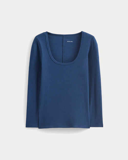 Luxe Rib Deep U-Neck Top | Estate Blue