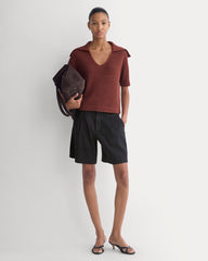 Open Collar Polo | Henna Red