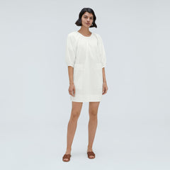 The Seersucker Puff Sleeve Dress | White