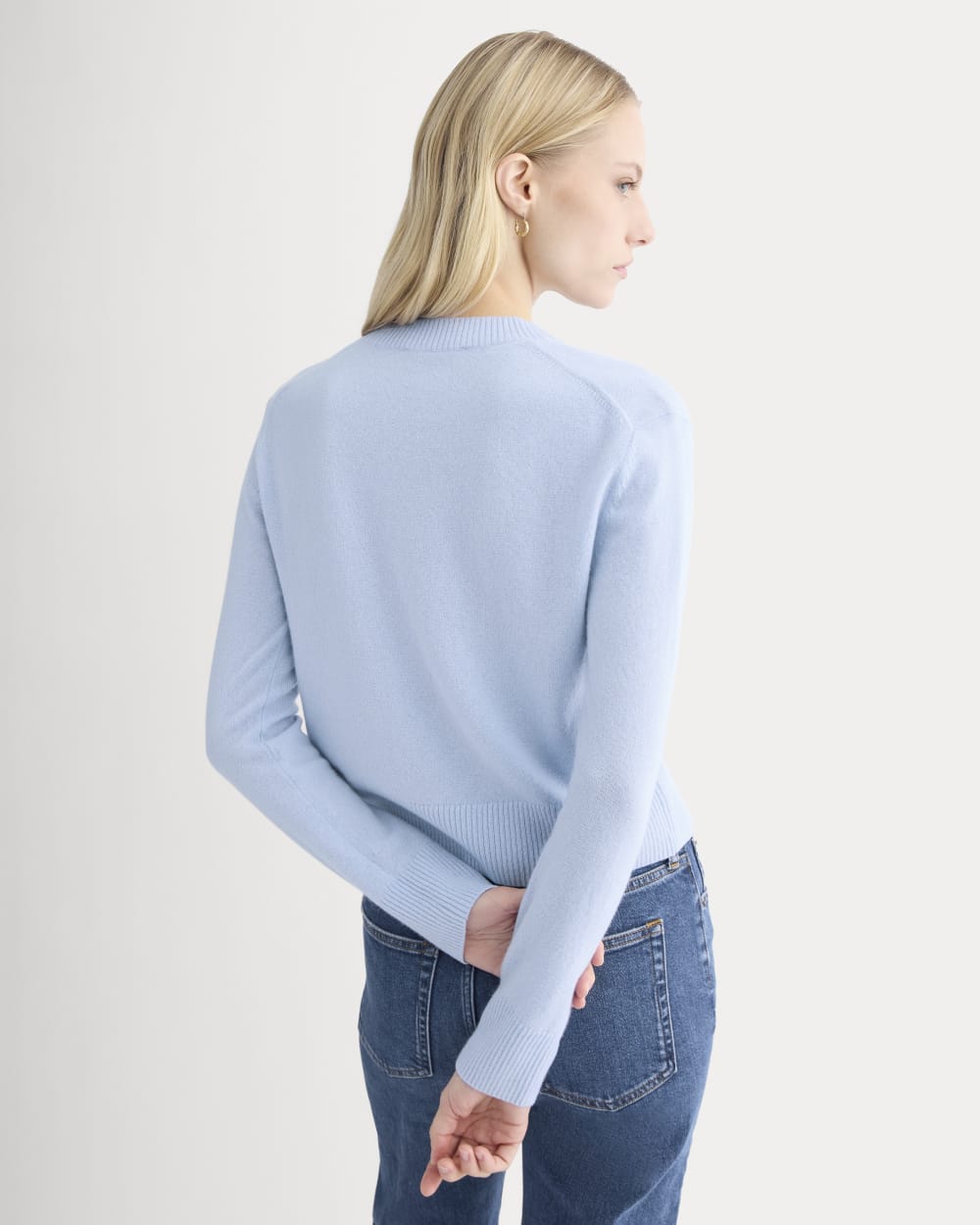 Cashmere Cropped High-V Sweater | Open Air Blue