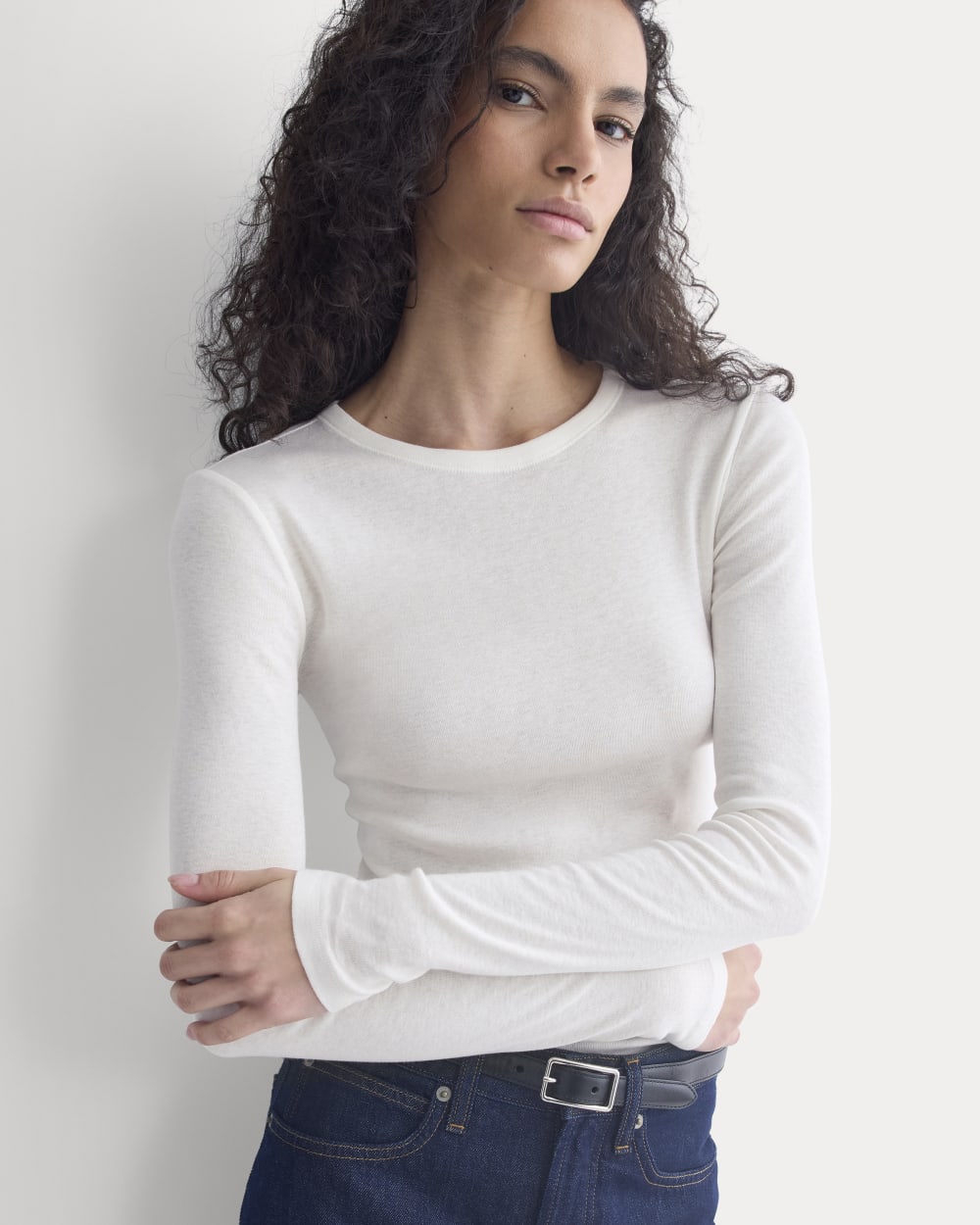 Tissue Long-Sleeve Crew | Bone