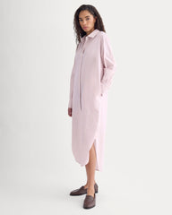 Midi Shirtdress in Ultrasoft Cotton | Burnished Lilac/Gardenia