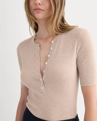 The Short-Sleeve Henley in Ultrasoft Merino | Pale Blush