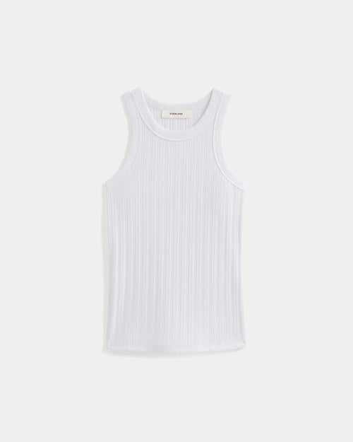 Racerback Tank in Pointelle | White
