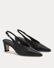 Pointed-Toe Slingback Heel | Black Leather