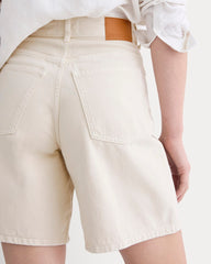 The Long A-Line Denim Short | Garment-Dyed White / Cream