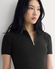 Knit Quarter-Zip Polo | Black
