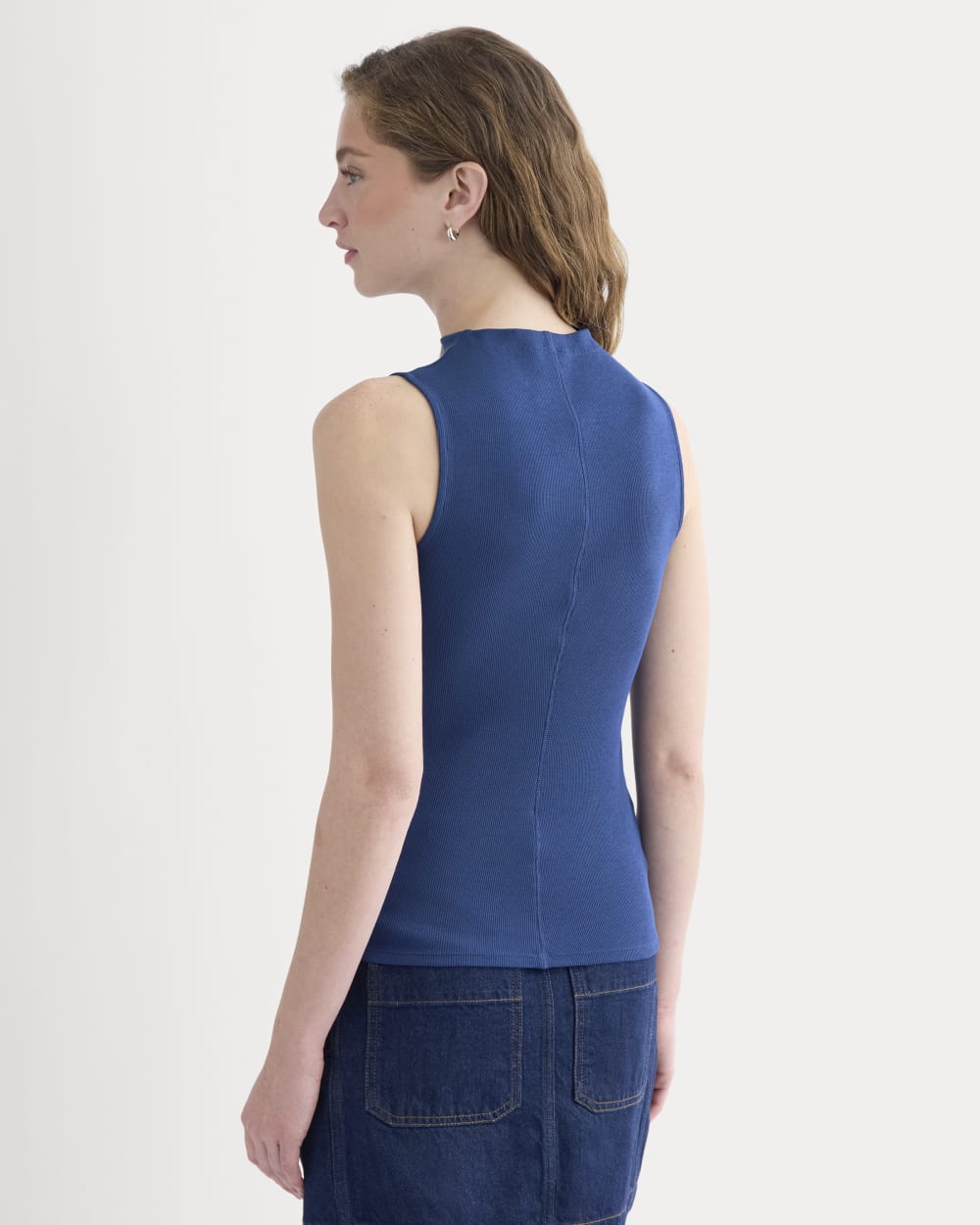 The Luxe Rib Funnel-Neck Tank | Estate Blue
