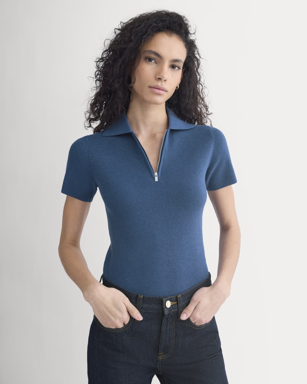 Knit Quarter-Zip Polo | Estate Blue