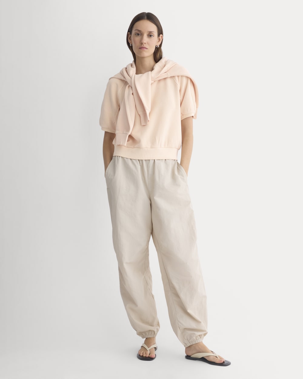 Lightweight Terry Blouson Short-Sleeve Crew | Pale Peach