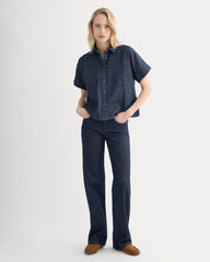 Cropped Boxy Denim Shirt | Dark Indigo Rinse