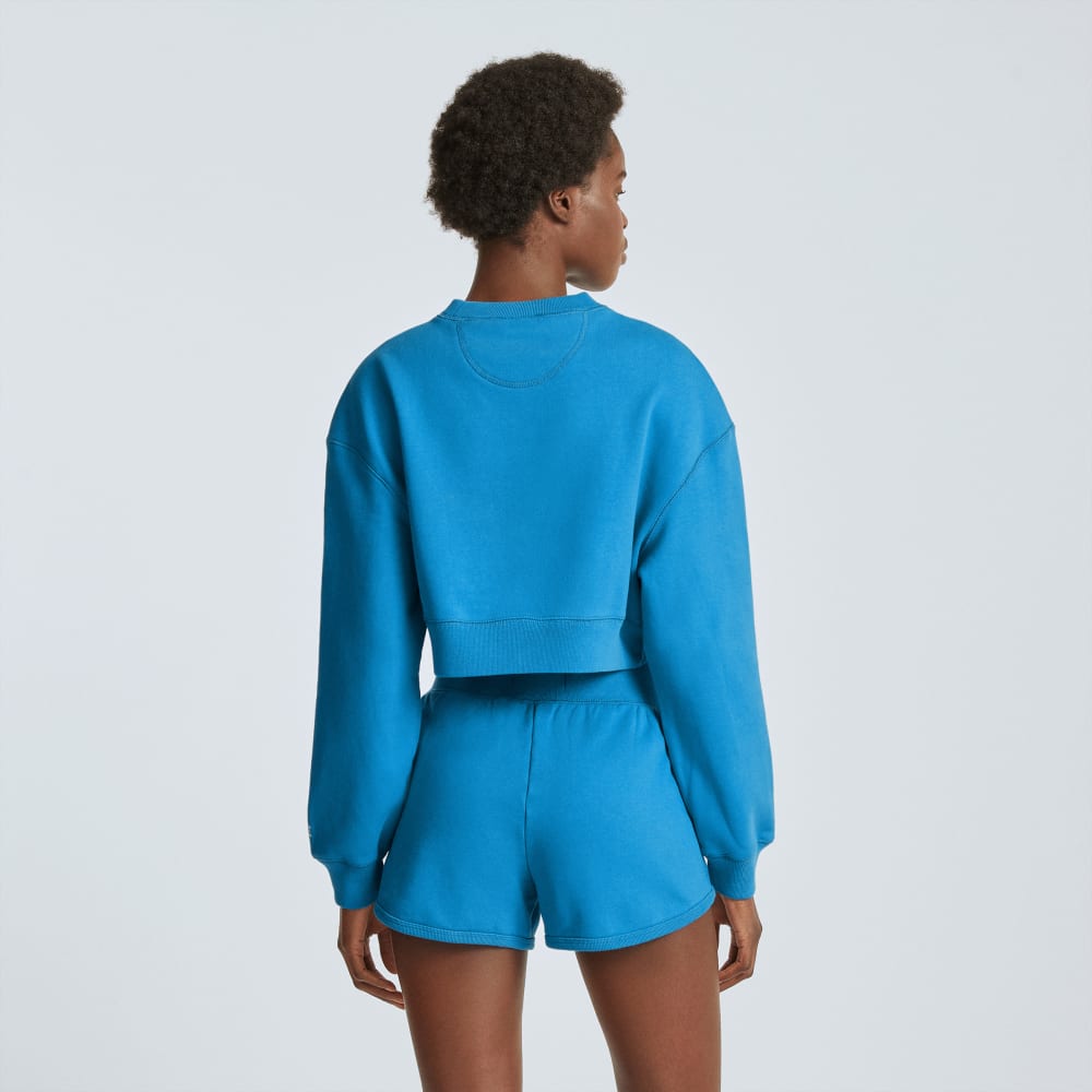 The Organic Cotton Cropped Crew | Horizon Blue