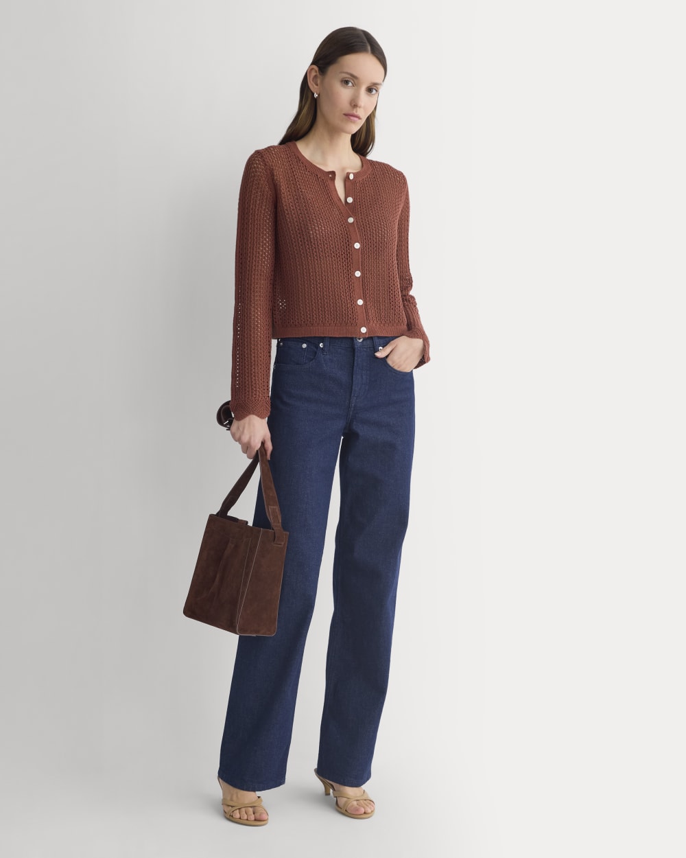 Lace-Knit Cardigan | Henna Red