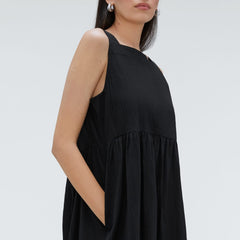 The Seersucker Midi Dress | Black