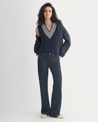 Relaxed V-Neck Vest in Cotton Merino | Navy