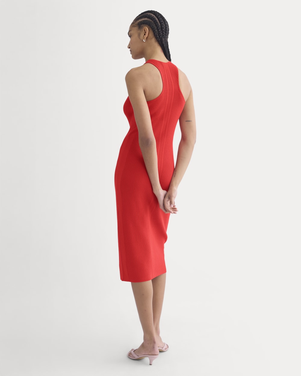 Cutaway Ribbed Midi Dress | Fiery Red