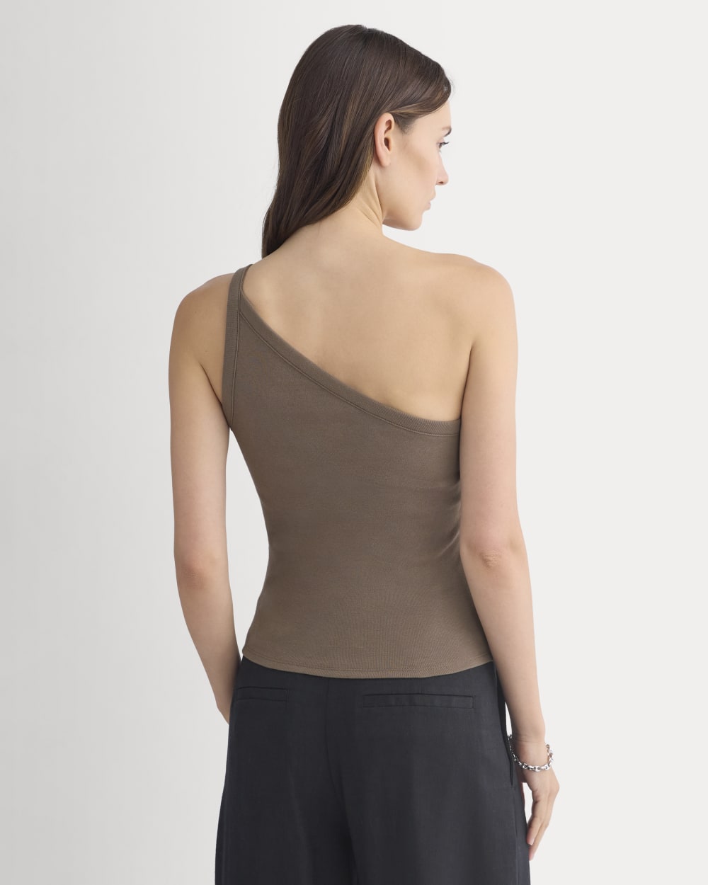 RetroSoft Cotton One-Shoulder Tank | Deep Taupe