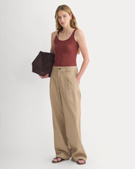 Lace-Trimmed Tank in Fine Linen | Henna Red