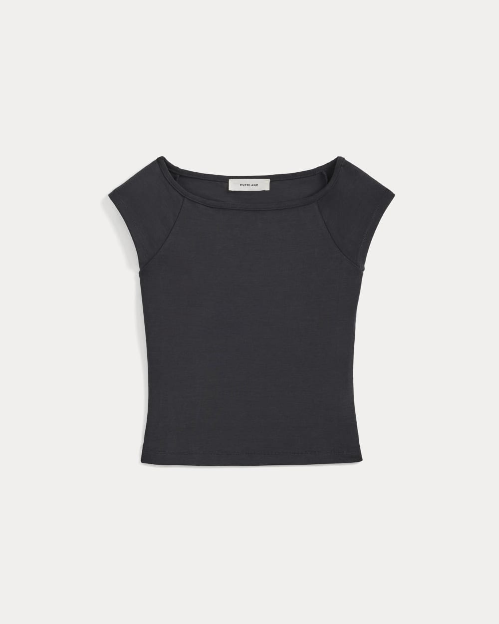 Boatneck Cap-Sleeve Top in Butterknit | Black