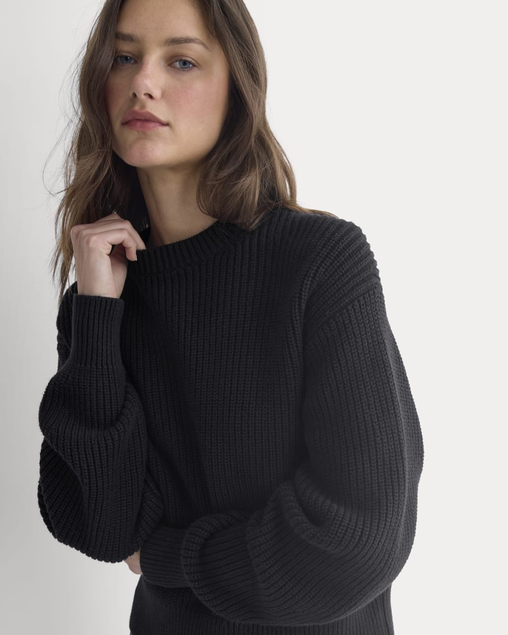 Cropped Ribbed Crew in Everyday Cotton | Black